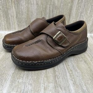 Thom Mcan Womens Brown Leather Slip On Shoes Monk‎ Strap Clogs Loafers 9M